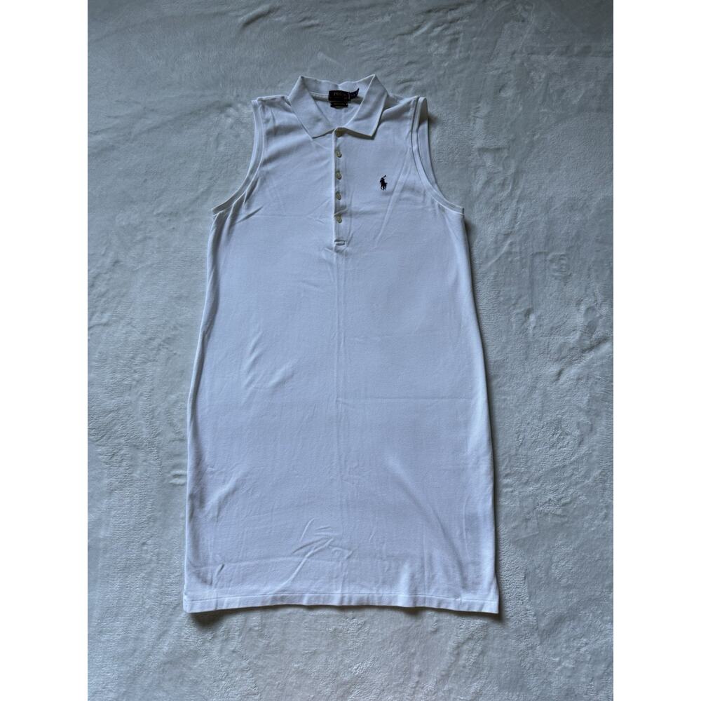 Polo Ralph Lauren White Golf Halter Pickleball Tennis Stretch Mesh Dress Size L